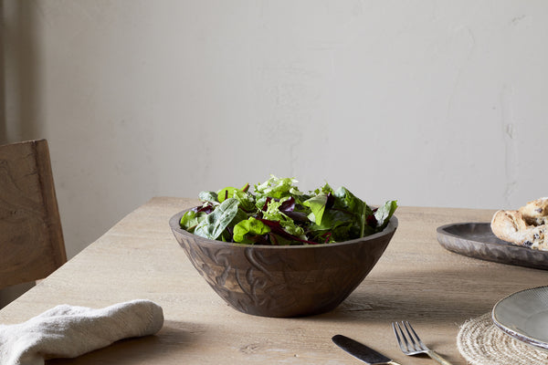 Nyati Wooden Serving Bowl - Dark Brown - Small