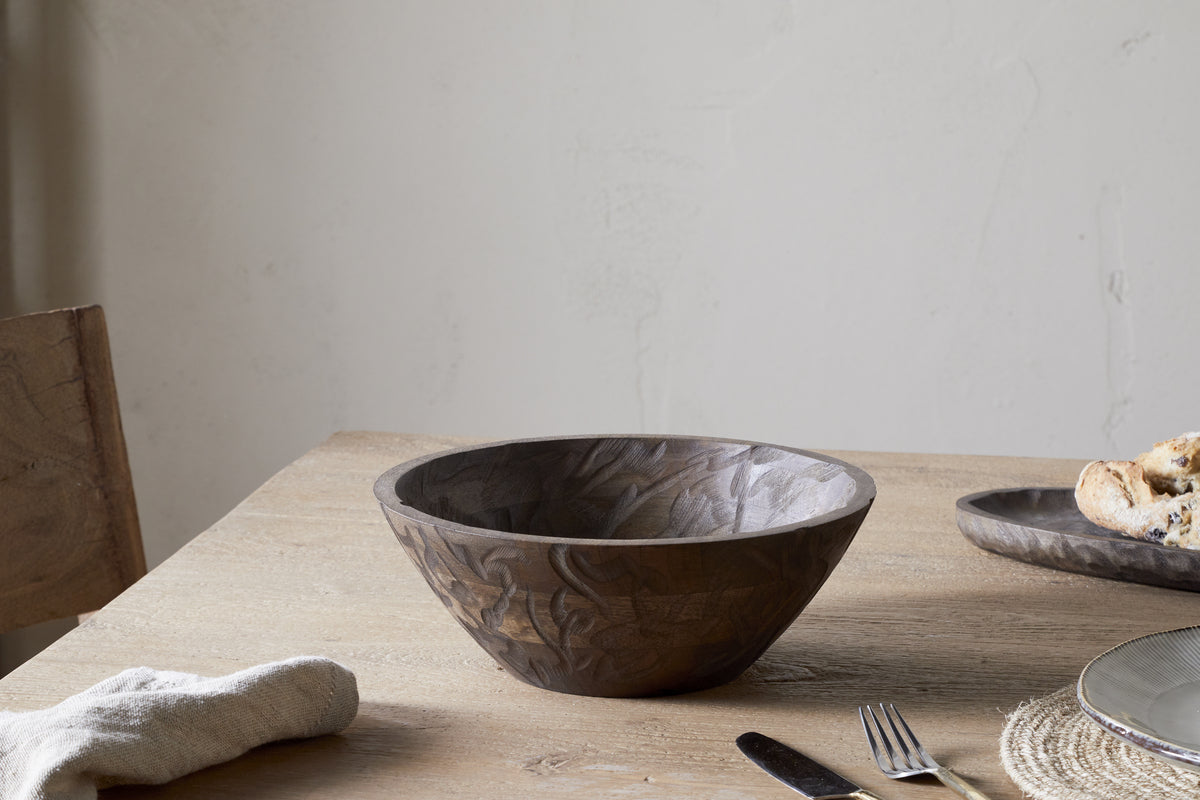 Nyati Wooden Serving Bowl - Dark Brown - Small
