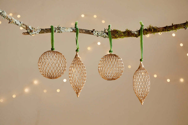 Nirav Wire Baubles - Brass (Set of 4)