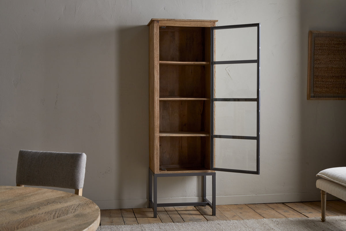 Nirvi Mango Wood & Iron Tall Cabinet - Black