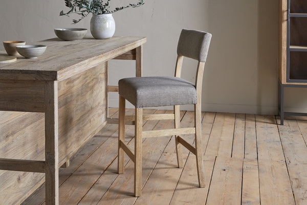 Nadeeka Linen Upholstered Counter Chair - Soft Grey