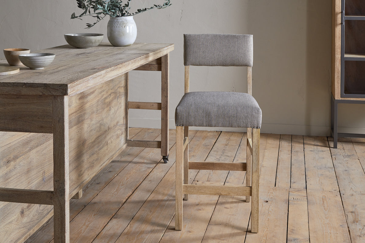 Nadeeka Linen Upholstered Counter Chair - Soft Grey