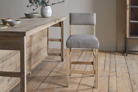 Nadeeka Linen Upholstered Counter Chair - Soft Grey