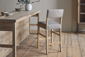 Nadeeka Linen Upholstered Counter Chair - Soft Grey