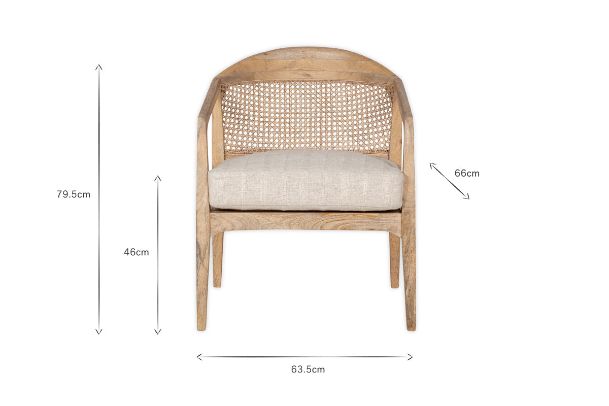 Nabhi Mango Wood & Cane Occasional Chair - Natural-Trade nkuku