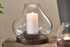 Naryla Mango Wood Lantern - Dark Stain & Clear