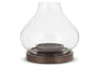 Naryla Mango Wood Lantern - Dark Stain & Clear