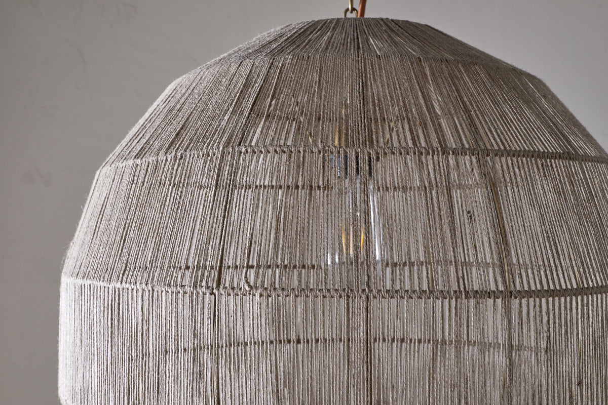 Nilaveli Woven Jute Sphere Pendant - Natural