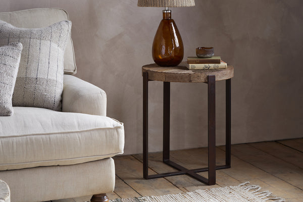 Chakala Reclaimed Wood Side Table - Reclaimed Wood & Iron