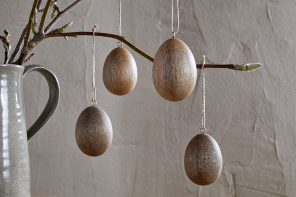 Dima Mango Wood Hanging Egg Decoration - Natural