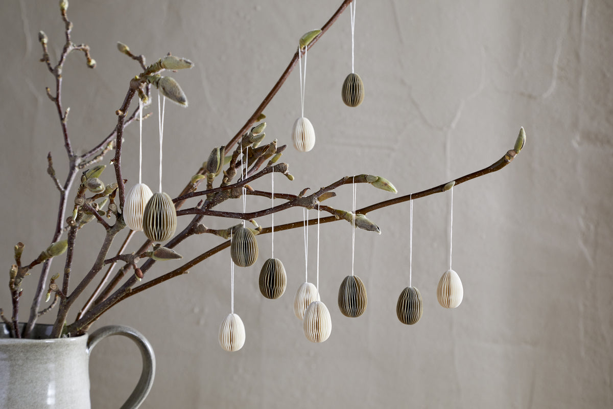 Piani Mini Hanging Paper Decoration - Natural & Moss - (Set of 12)
