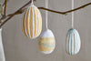 Terra Hand Painted Recycled Cotton Paper Hanging Egg - Teal, Cream & Ochre