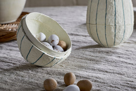 Surya Recycled Cotton Paper Standing Opening Egg - Teal & Cream