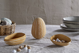Surya Recycled Cotton Paper Side Opening Egg - Ochre & Cream