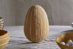 Surya Recycled Cotton Paper Side Opening Egg - Ochre & Cream