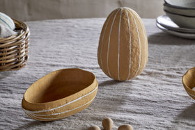 Surya Recycled Cotton Paper Side Opening Egg - Ochre & Cream