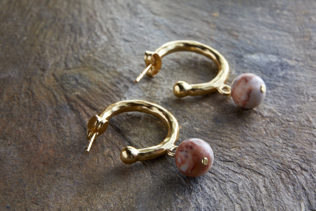 Cerita Rhodochrosite Earrings - Rhodochrosite & Gold