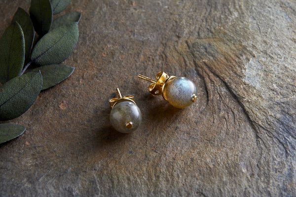 Marai Labradorite Stud Earirngs - Labradorite & Gold