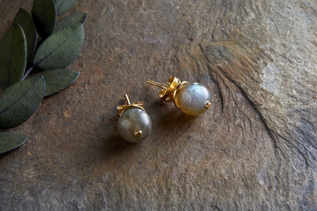 Marai Labradorite Stud Earrings - Labradorite & Gold