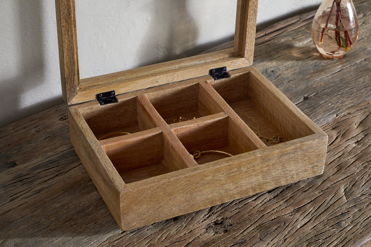 Kabani Mango Wood Jewellery Box - Natural