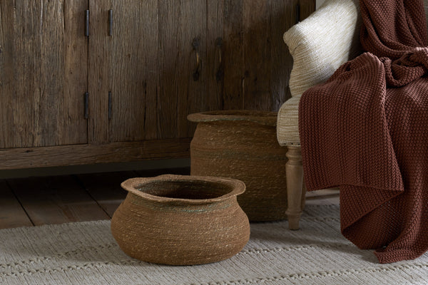 Rana Short Basket - Natural & Moss