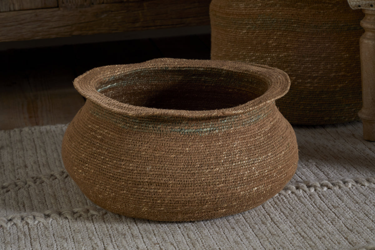 Rana Short Basket - Natural & Moss