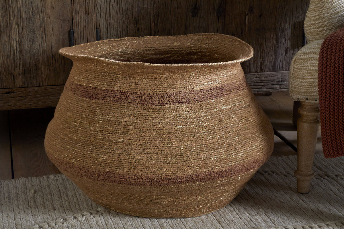 Rana Wide Basket - Natural & Rust