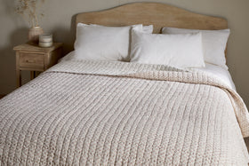Peplu Cotton & Linen Screen Print Bed Quilt - Rust