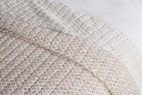 Peplu Cotton & Linen Screen Print Bed Quilt - Rust