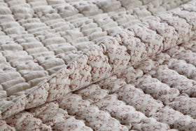 Peplu Cotton & Linen Screen Print Bed Quilt - Rust