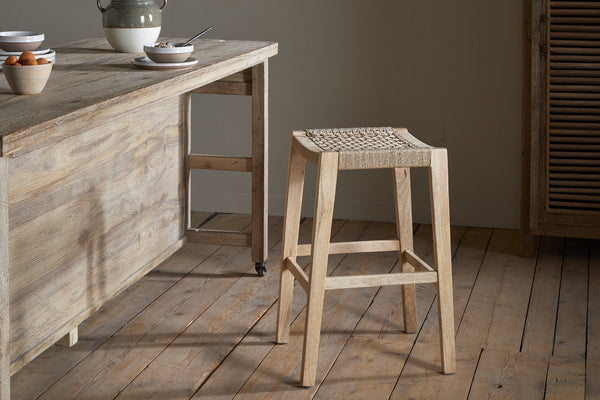 Aamani Mango Wood & Cord Counter Stool - Natural