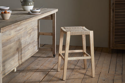 Aamani Mango Wood & Cord Counter Stool - Natural