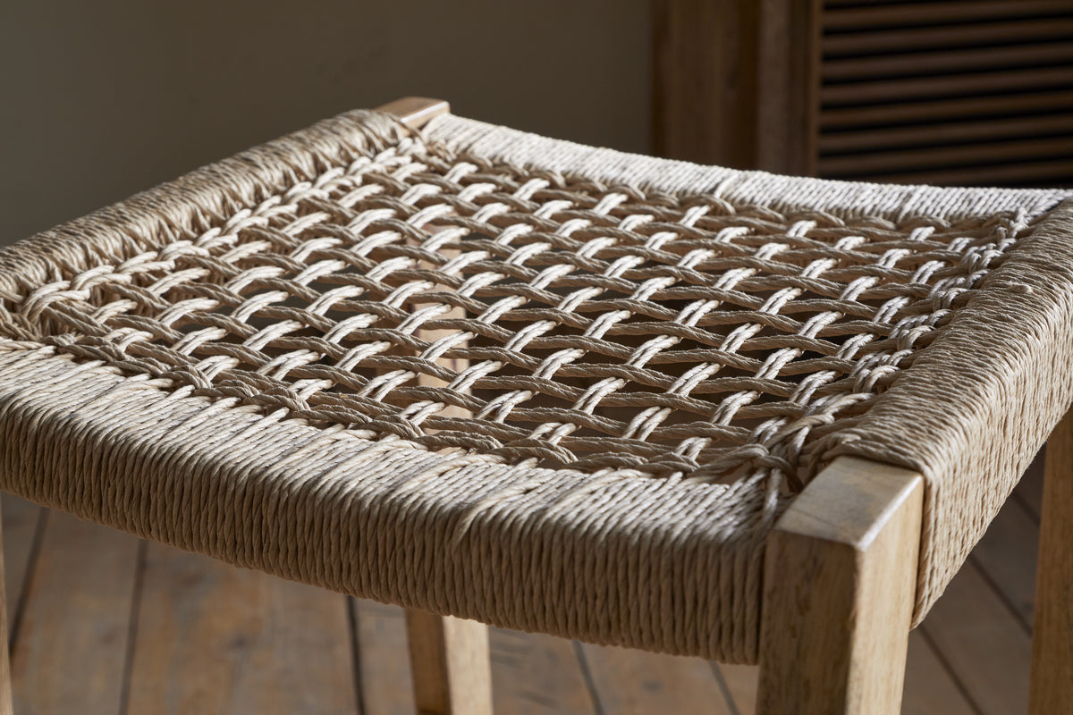 Aamani Mango Wood & Cord Counter Stool - Natural