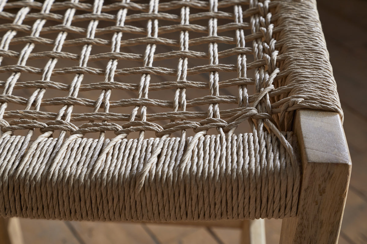 Aamani Mango Wood & Cord Counter Stool - Natural