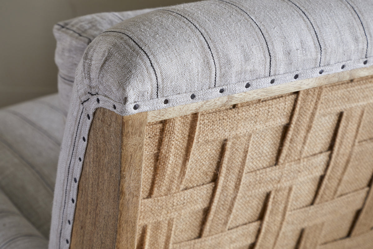 Abe Deconstructed Linen Armchair - Stripe - Natural