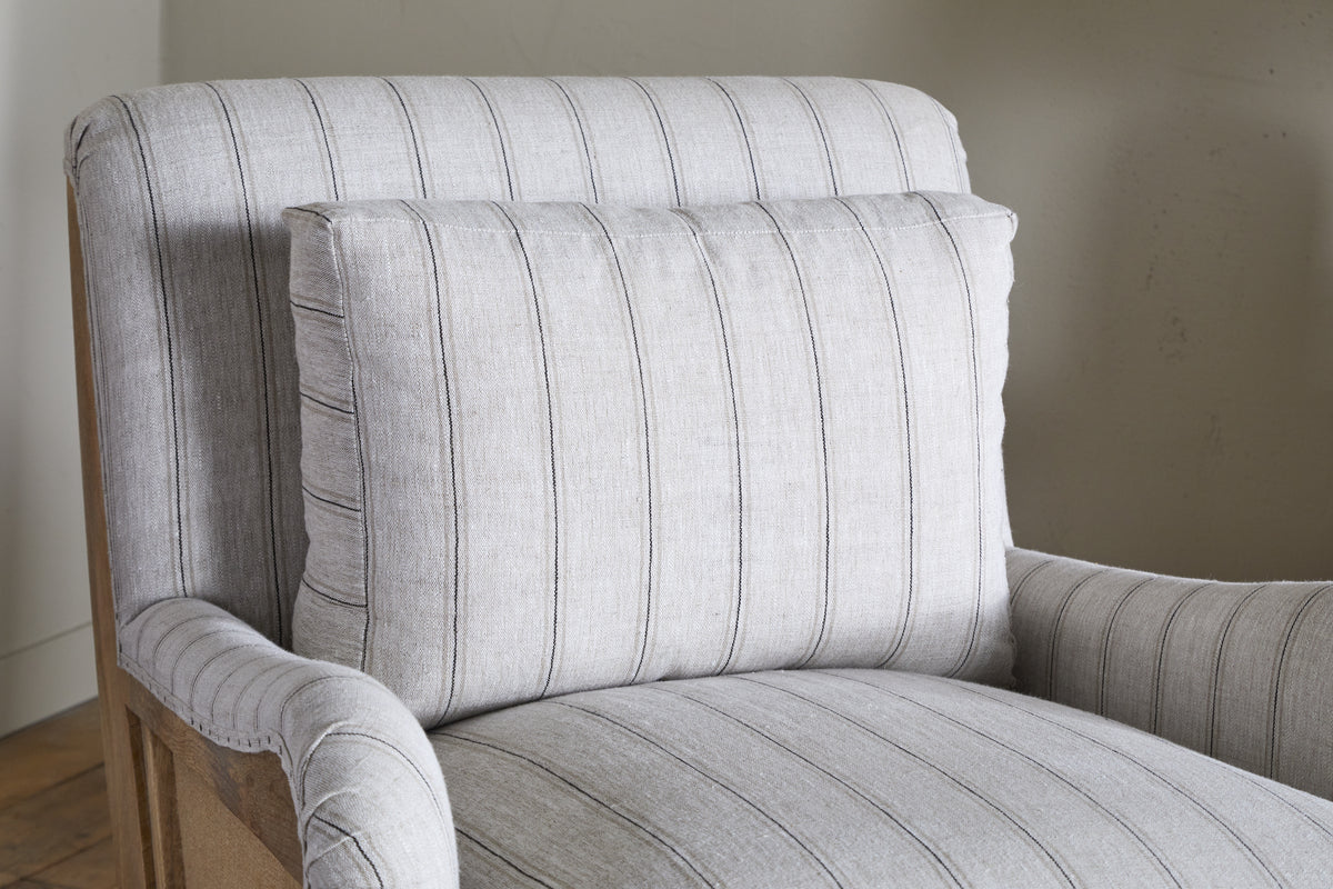 Abe Deconstructed Linen Armchair - Stripe - Natural