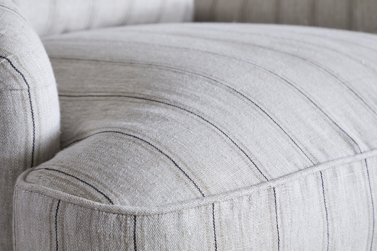 Abe Deconstructed Linen Armchair - Stripe - Natural