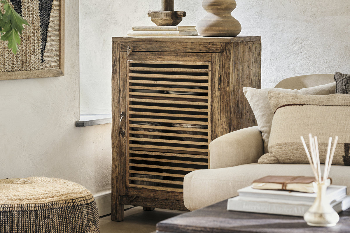 Ibo Reclaimed Wood Slatted Low Cabinet - Natural