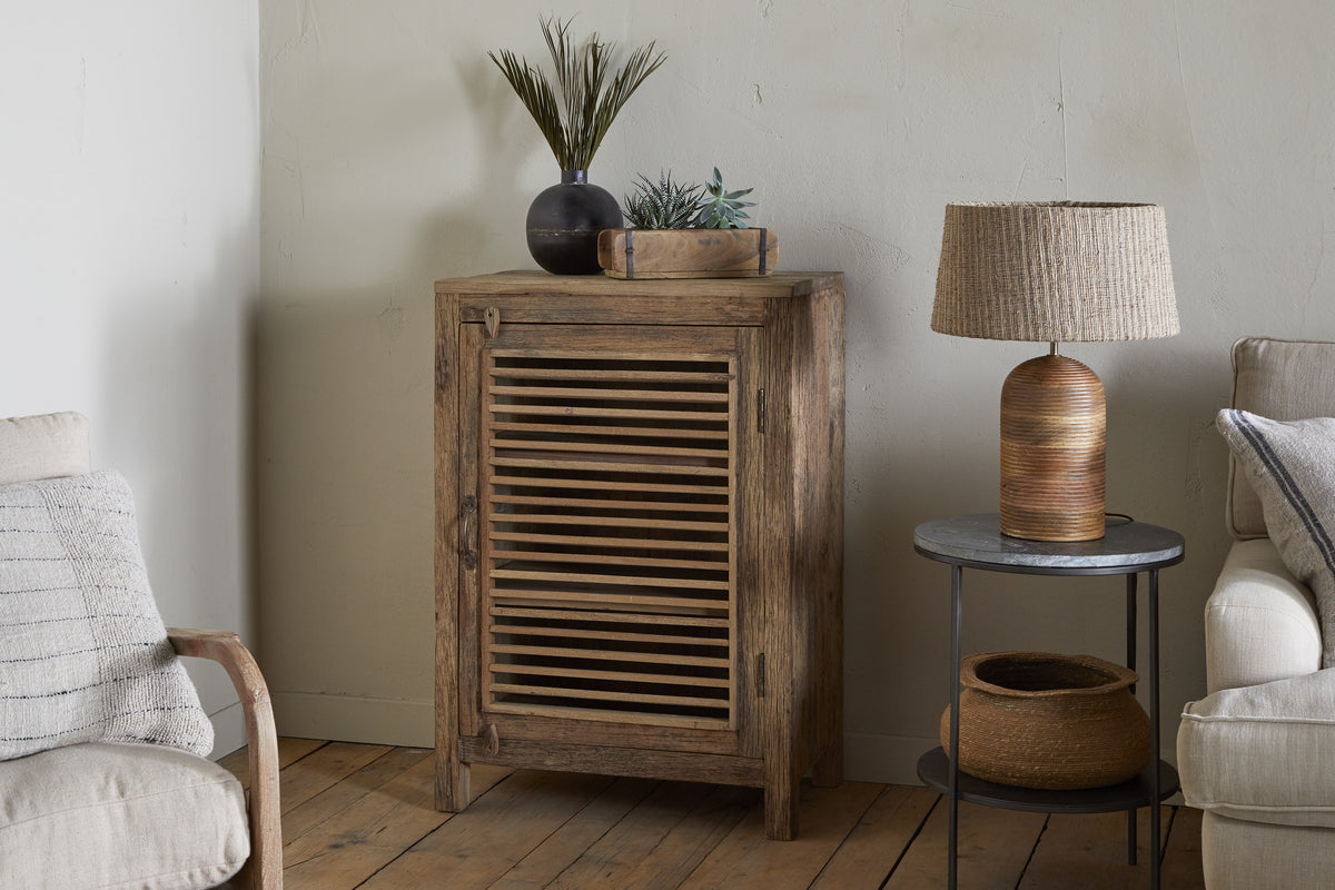 Ibo Reclaimed Wood Slatted Low Cabinet - Natural