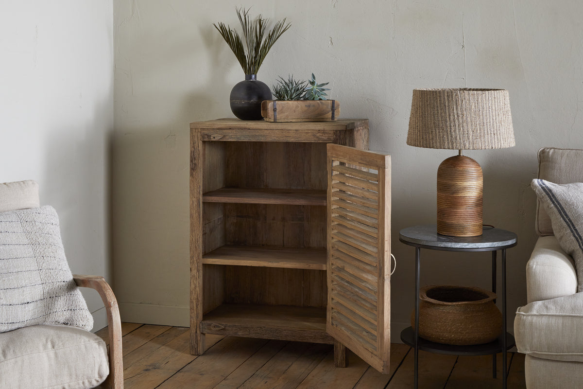 Ibo Reclaimed Wood Slatted Low Cabinet - Natural