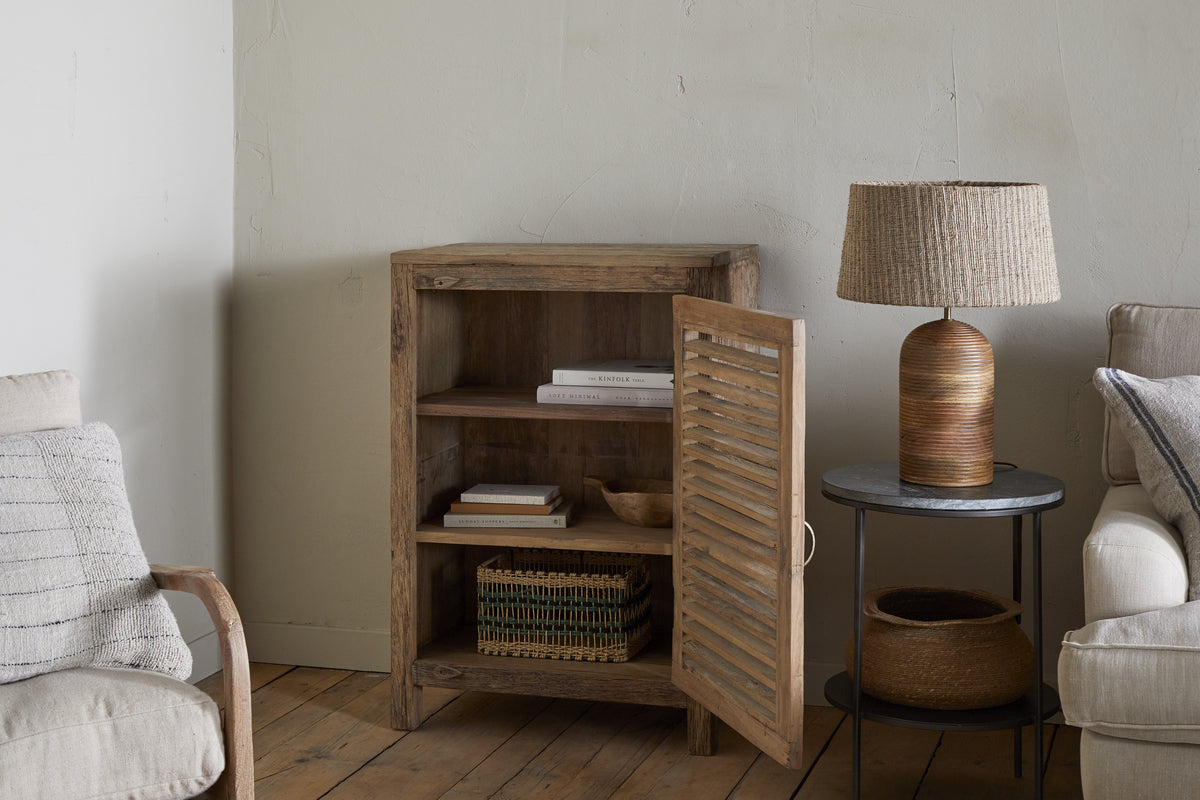 Ibo Reclaimed Wood Slatted Low Cabinet - Natural