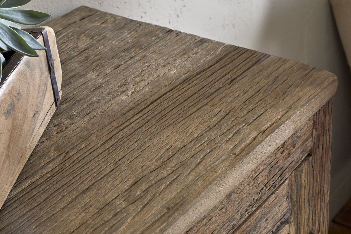 Ibo Reclaimed Wood Slatted Low Cabinet - Natural