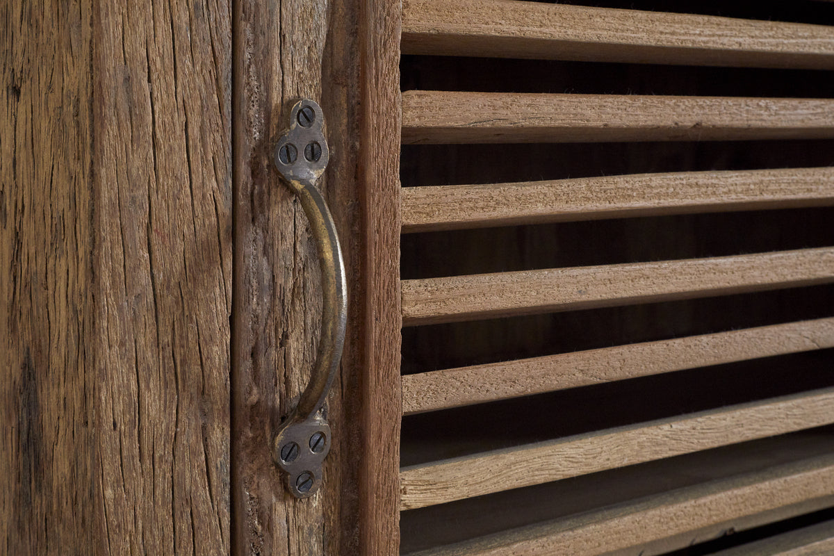 Ibo Reclaimed Wood Slatted Low Cabinet - Natural