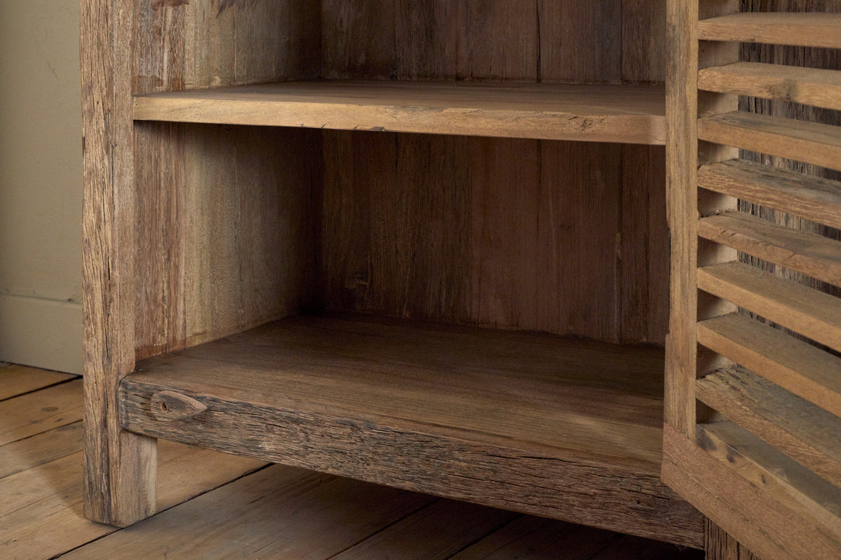 Ibo Reclaimed Wood Slatted Low Cabinet - Natural