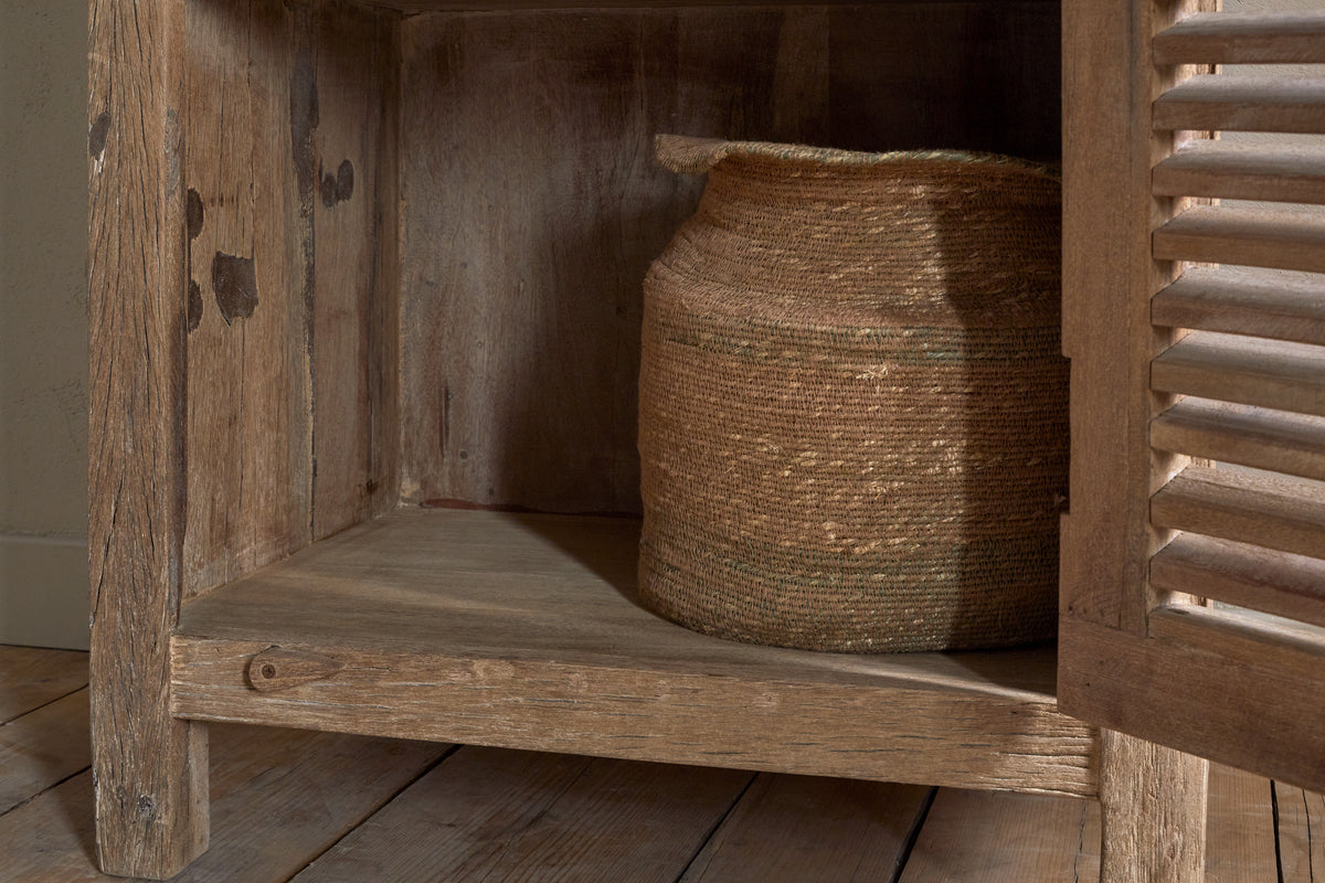 Ibo Reclaimed Wood Slatted Tall Cabinet  - Natural