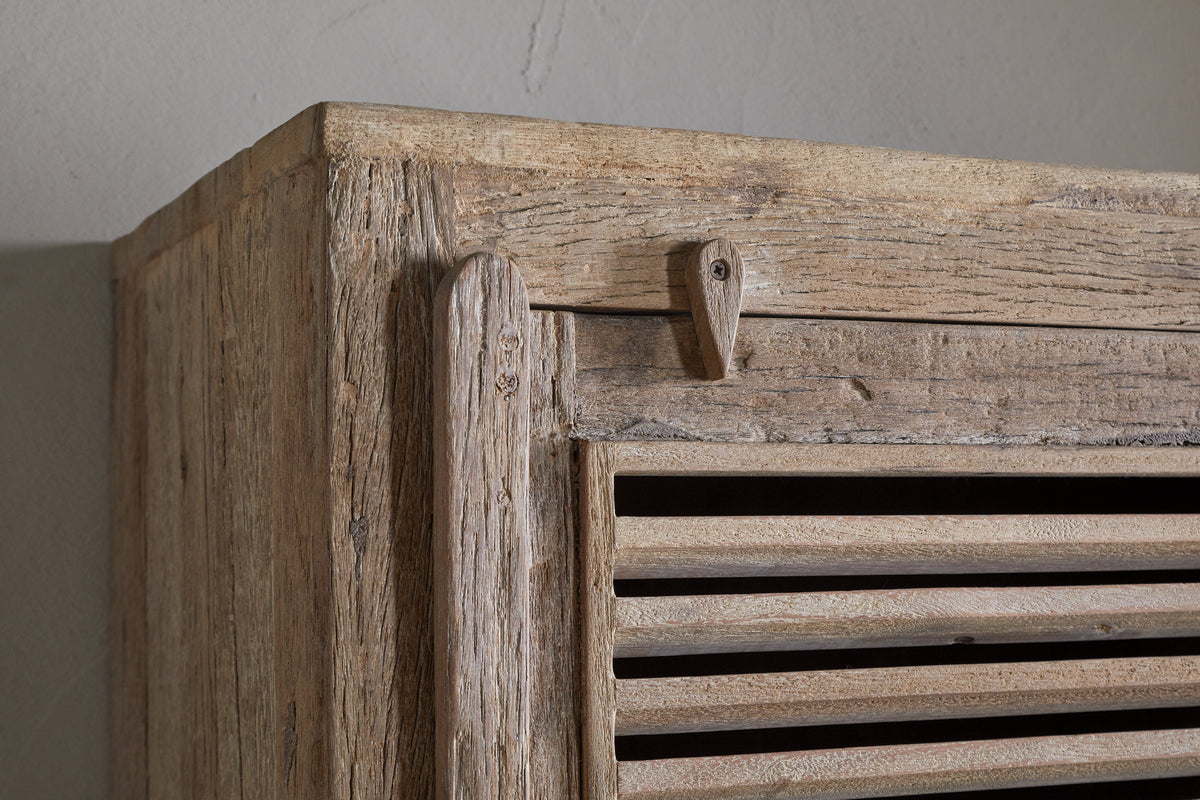 Ibo Reclaimed Wood Slatted Tall Cabinet  - Natural