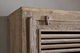 Ibo Reclaimed Wood Slatted Tall Cabinet  - Natural
