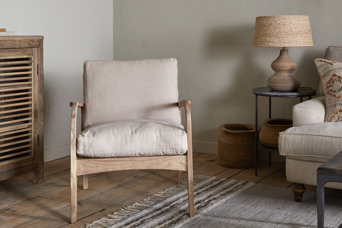Jaya Acacia Wood & Linen Occasional Chair - Natural