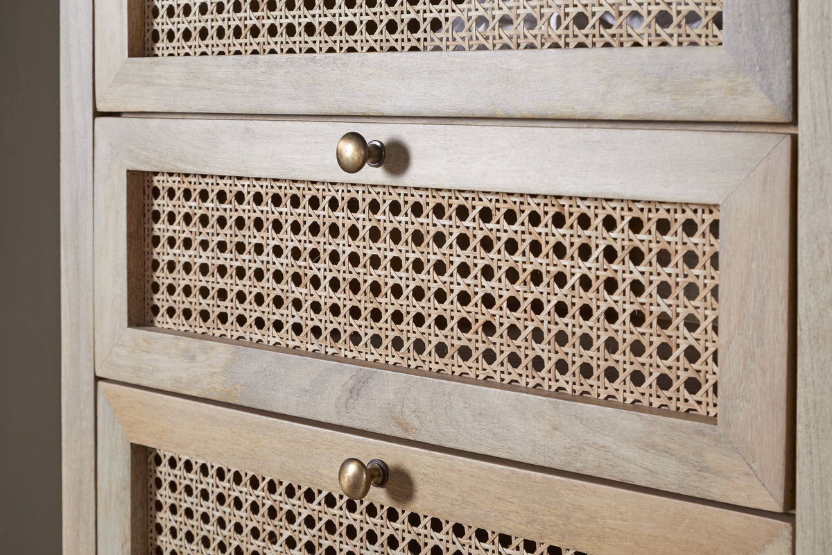 Kanz Mango Wood Tall Boy Chest of Drawers - Natural