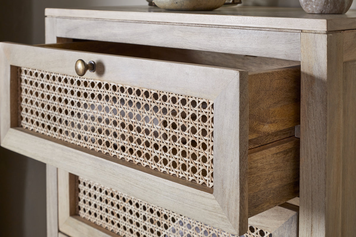 Kanz Mango Wood Tall Boy Chest of Drawers - Natural